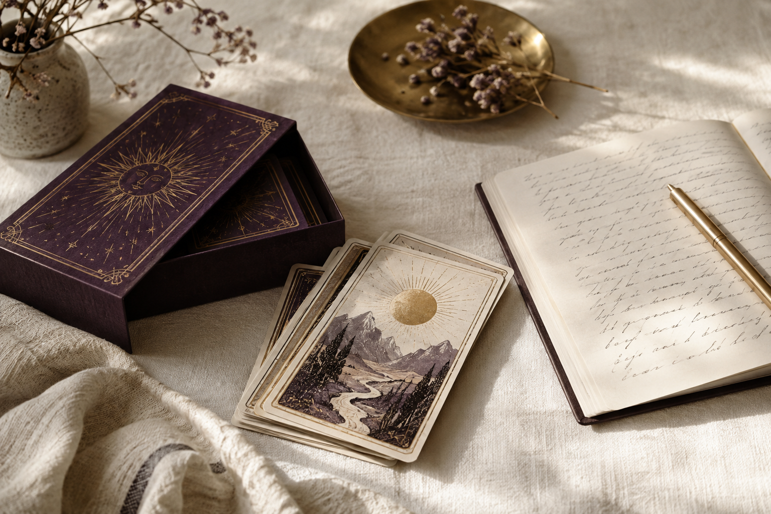 Jeu de tarot et carnet de réflexion